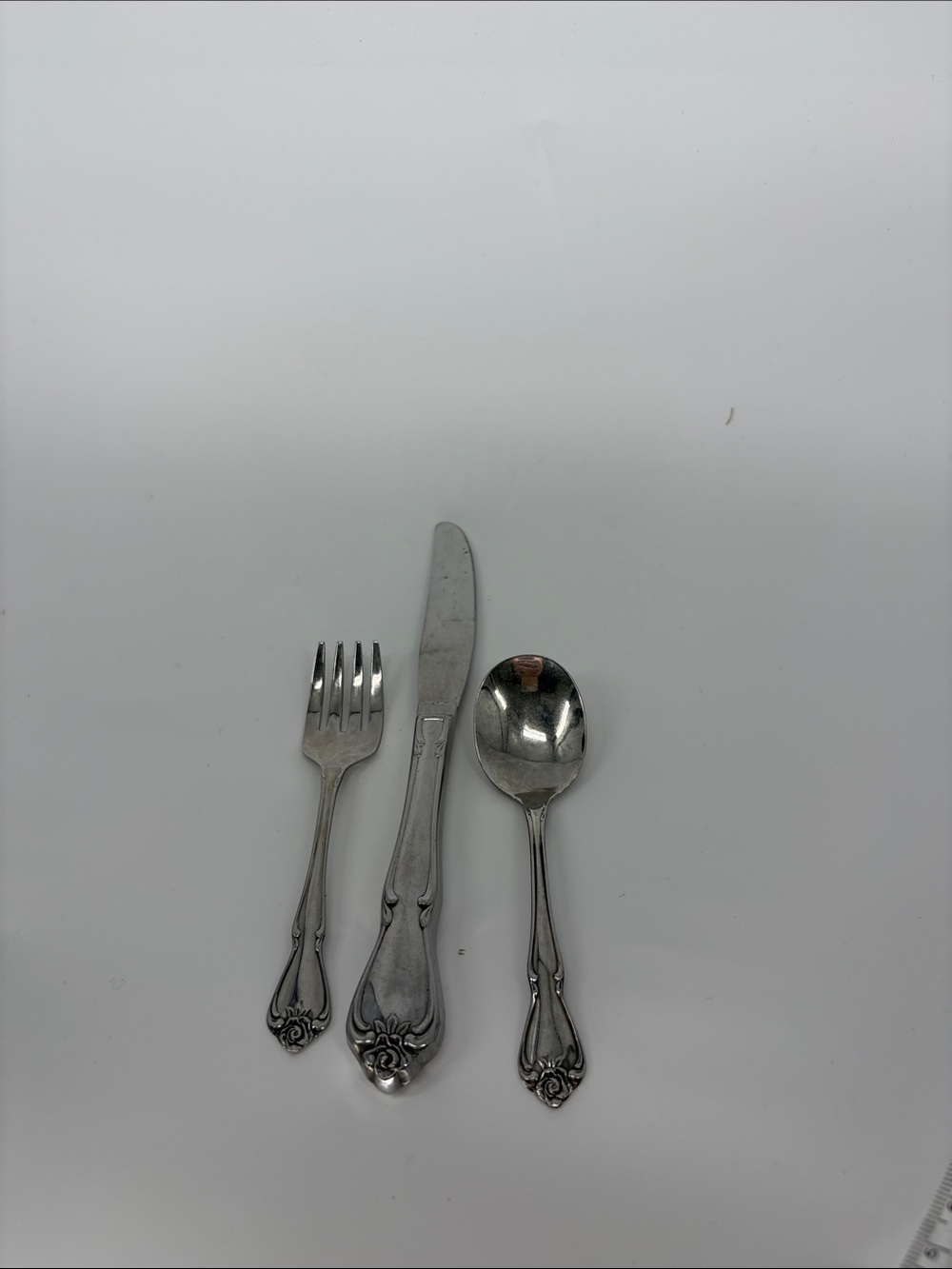 Oneida Ltd. 1881 Rogers Classic Rose Stainless Steel 3pc Infant Baby Flatware